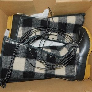 NEW LL Bean Buffalo Check Plaid Wool Duck Boots